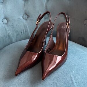 H&M Wine Patent Pointed Slingback Heels